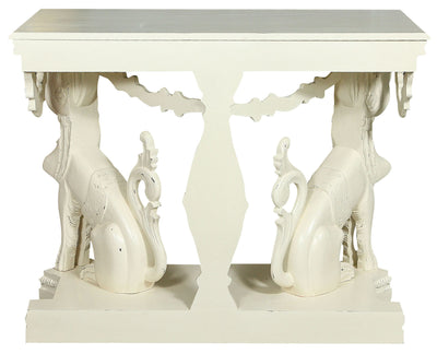 Biscottini Consolle in legno massiccio finitura bianca anticata L114xPR49xH81 cm stile