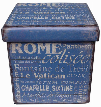 Biscottini Pouf contenitore richiudibile in ecopelle blu