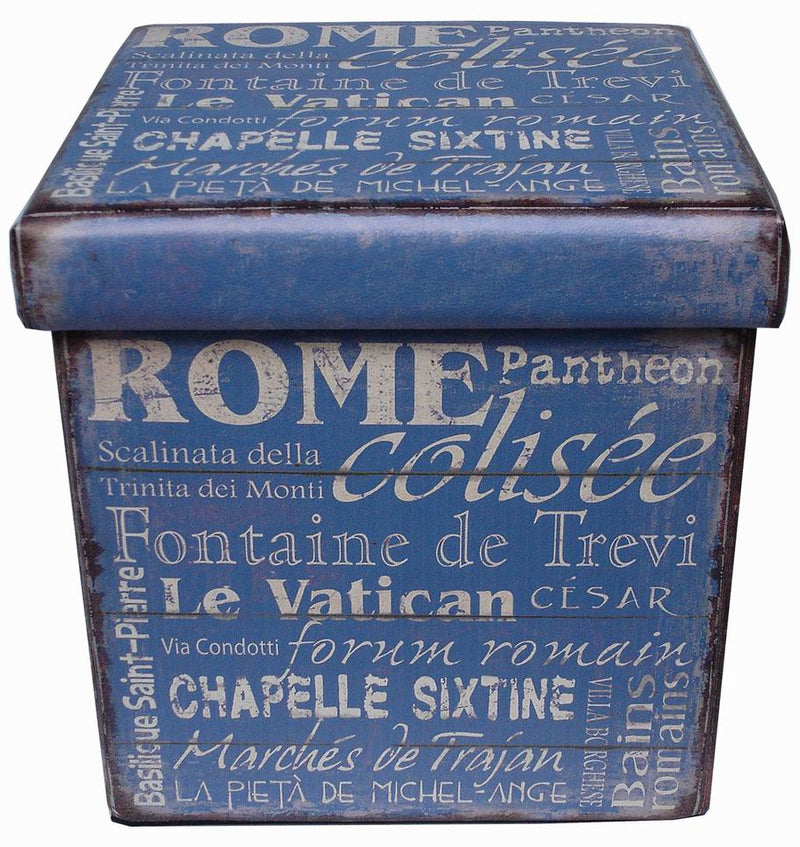 Biscottini Pouf contenitore richiudibile in ecopelle blu