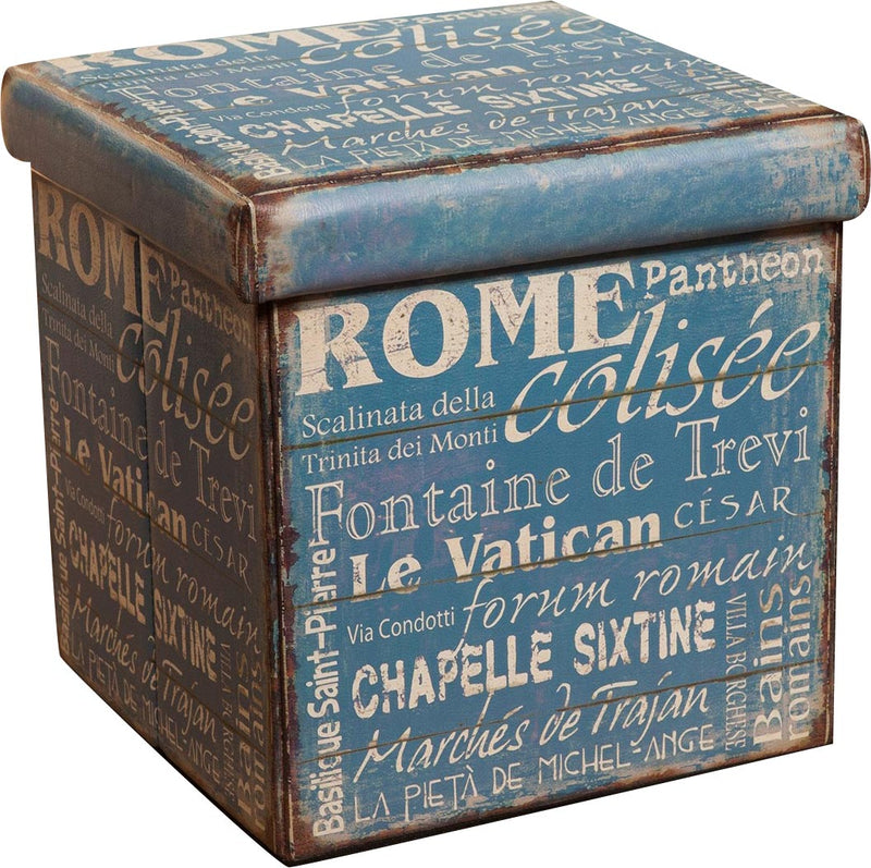 Biscottini Pouf contenitore richiudibile in ecopelle blu