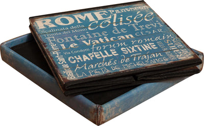 Biscottini Pouf contenitore richiudibile in ecopelle blu