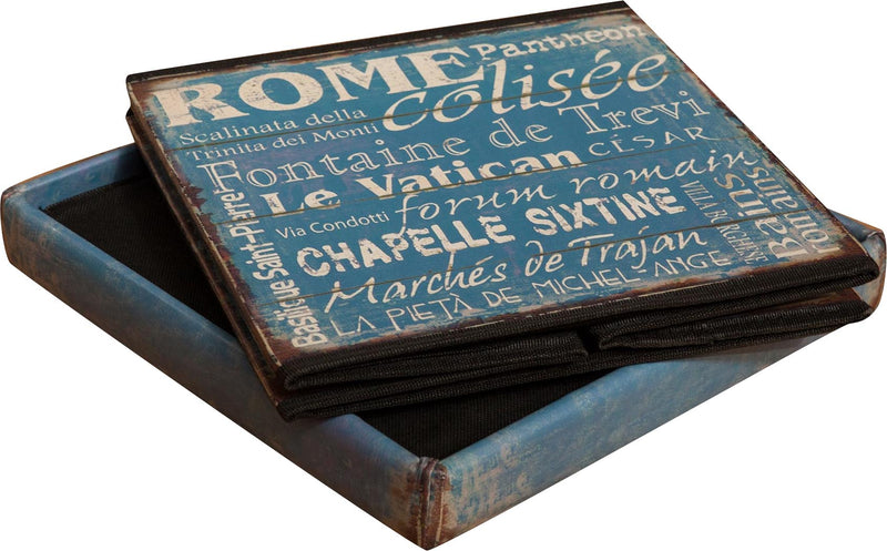 Biscottini Pouf contenitore richiudibile in ecopelle blu