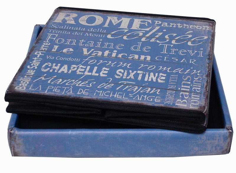 Biscottini Pouf contenitore richiudibile in ecopelle blu