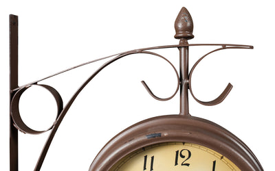 Biscottini Orologio bifacciale da parete tipo stazione in ferro battuto finitura marrone scuro anticato L33XPR10xH36 cm