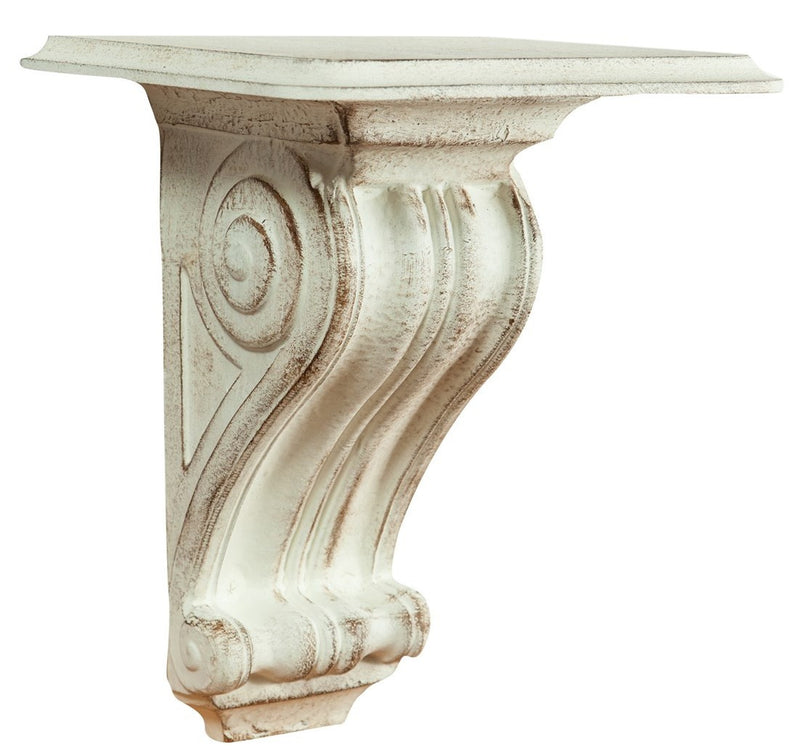 Biscottini Mensola muro in legno finitura bianco anticato Made in Italy realizzata foglia