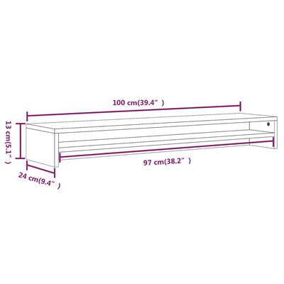 Supporto Monitor Grigio Sonoma 100x24x13cm In Legno Multistrato