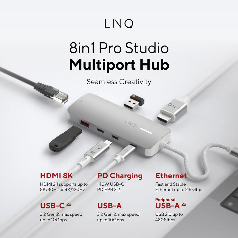 Hub USB Linq Byelements LQ49081PS Bianco Grigio