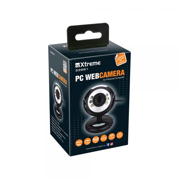 Webcam Hd 640x480 Con Microfonoe Luce Led Usb2.0 Nero Cod.33861