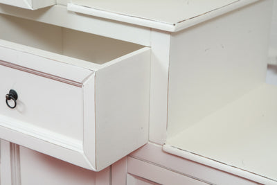 Biscottini Mobile cassettiera a scala Country in legno massello di tiglio finitura bianca anticata - S Made in Italy