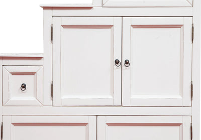 Biscottini Mobile cassettiera a scala Country in legno massello di tiglio finitura bianca anticata - S Made in Italy