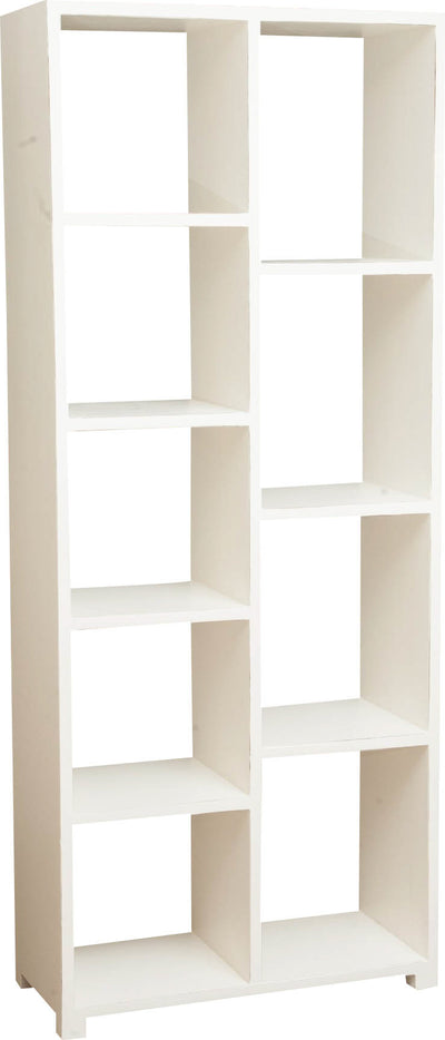 Biscottini Libreria in legno massello di tiglio finitura bianca anticata L82xPR36xH201 cm. Made in Italy