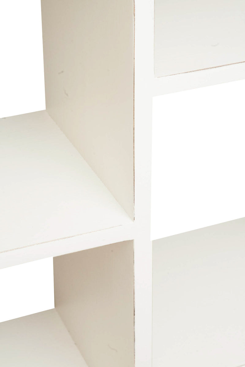 Biscottini Libreria in legno massello di tiglio finitura bianca anticata L82xPR36xH201 cm. Made in Italy