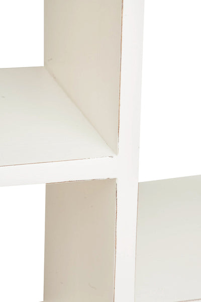 Biscottini Libreria in legno massello di tiglio finitura bianca anticata L82xPR36xH201 cm. Made in Italy