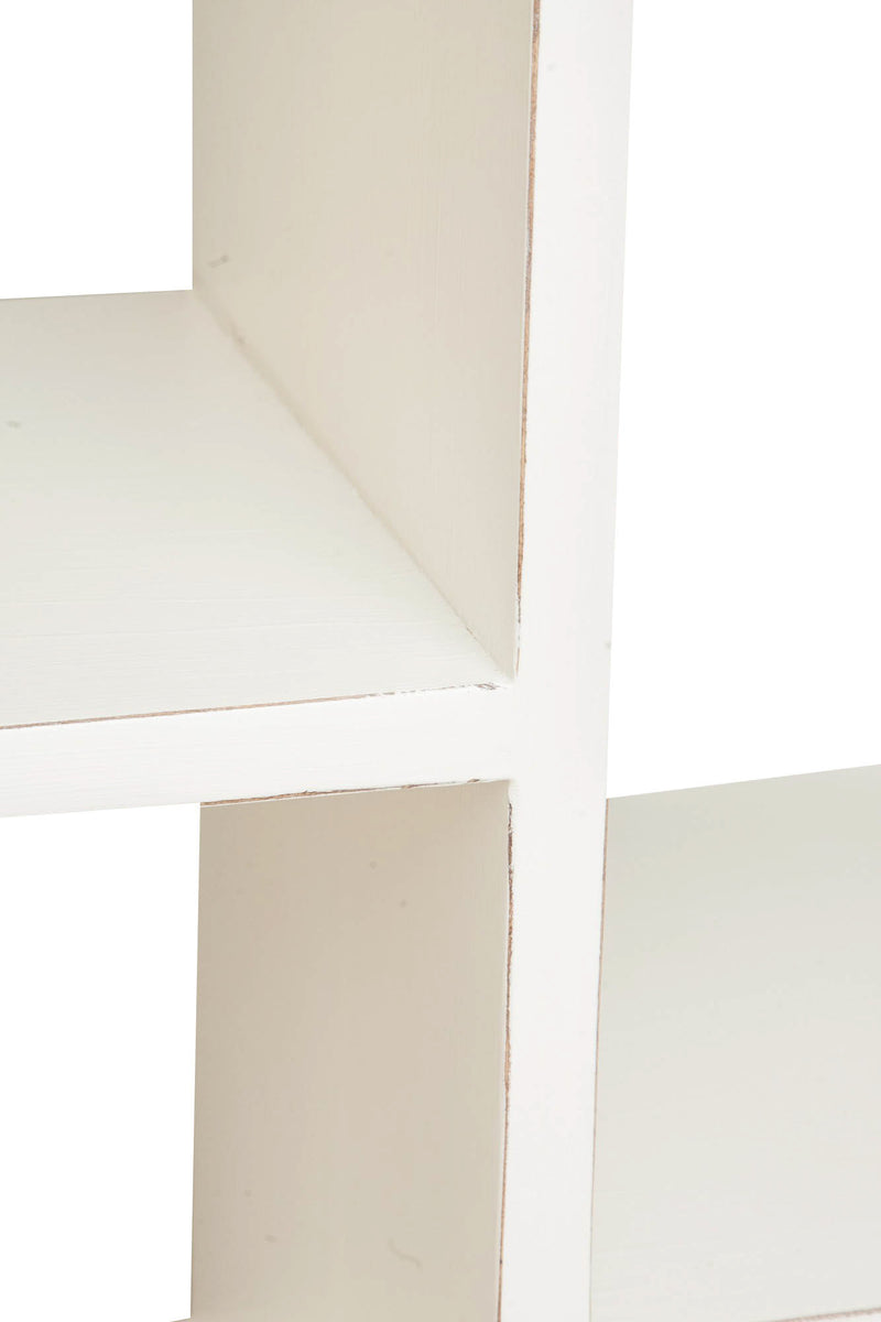 Biscottini Libreria in legno massello di tiglio finitura bianca anticata L82xPR36xH201 cm. Made in Italy