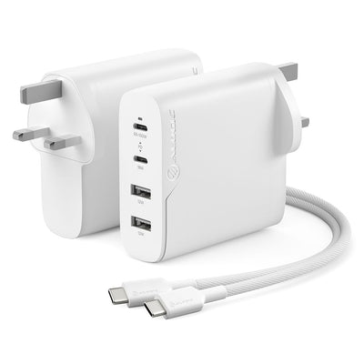 ALOGIC 4X100 Universale Bianco AC Interno (4 PORT 100W USB-C USB-A GAN - CHARGER WITH 2M USB-C CABLE)