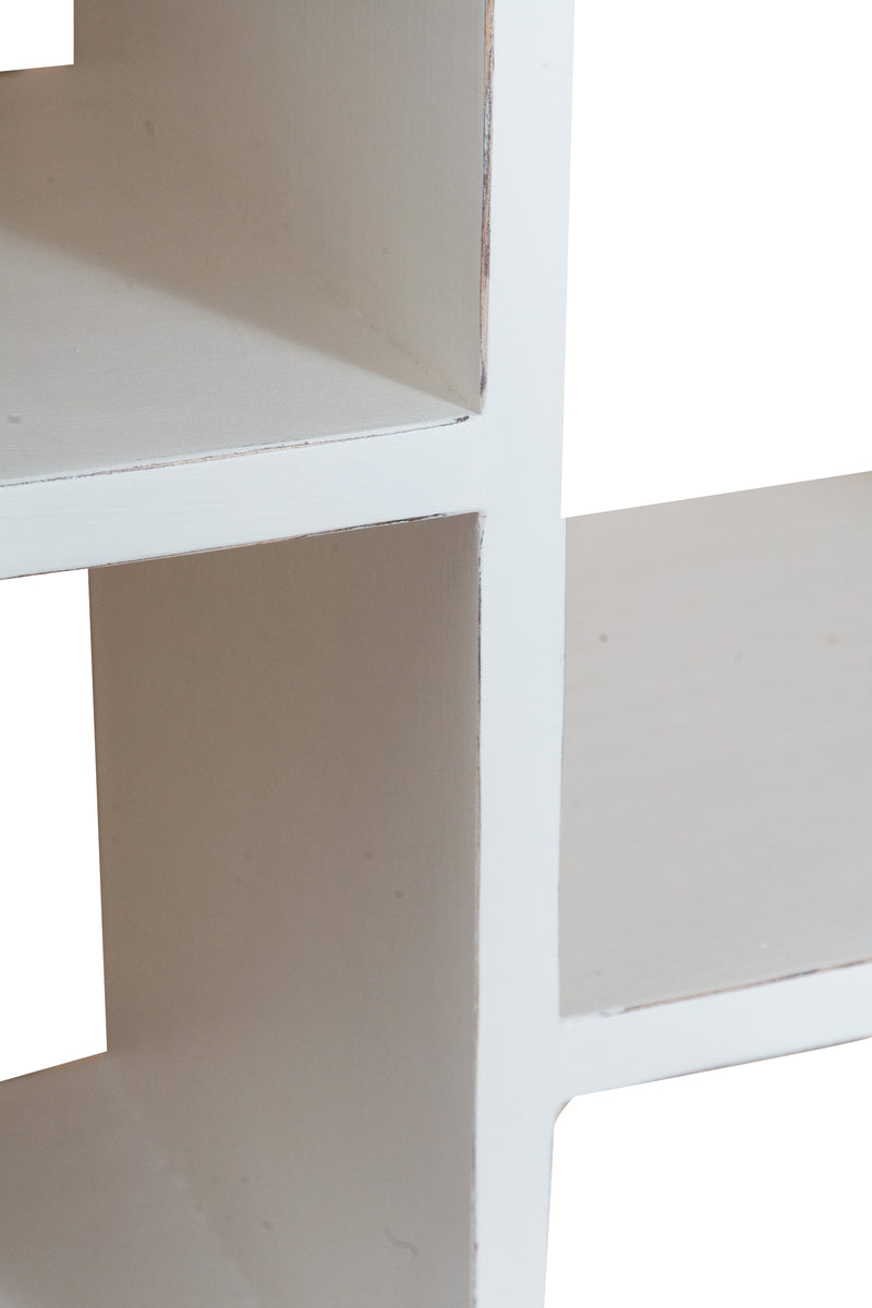 Biscottini Libreria in legno massello di tiglio finitura bianca anticata L121xPR36xH200 cm. Made in Italy