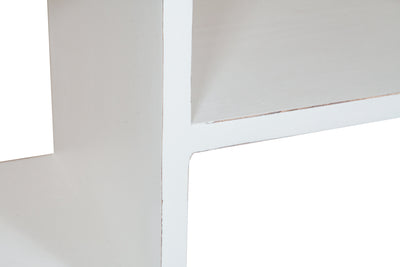 Biscottini Libreria in legno massello di tiglio finitura bianca anticata L121xPR36xH200 cm. Made in Italy