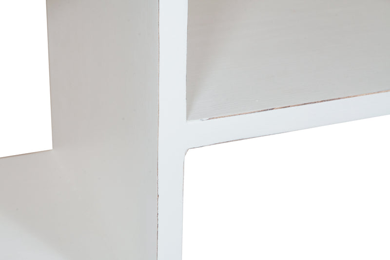 Biscottini Libreria in legno massello di tiglio finitura bianca anticata L121xPR36xH200 cm. Made in Italy