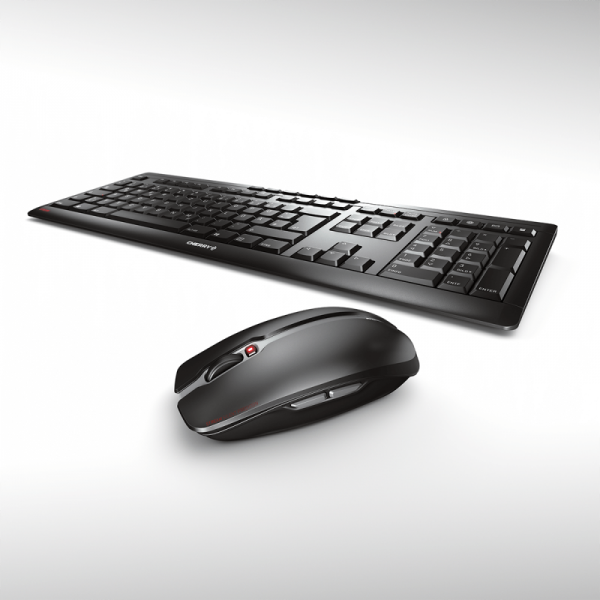 CHERRY Stream Desktop tastiera Mouse incluso Ufficio RF Wireless QWERTY Inglese UK Nero (CHERRYSTREAMDESKTOP UK LAYOUT - KEYBOARD AND MOUSE SET USB BLACK) - Versione UK