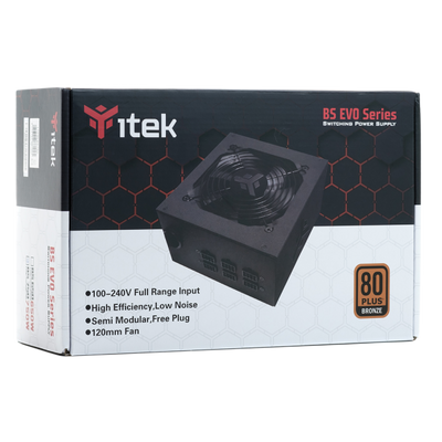 ITEK ALIMENTATORE BS750 EVO - 750W, 80PLUS BRONZE, PFC ATTIVO, VENTOLA HDB 12CM, SEMI MODULARE