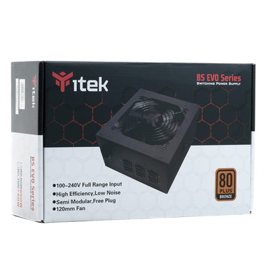 Alimentatore Itek BS650 Evo - 650W Output - Semi-Modulare - Ventola HDB 12cm - 80 Plus EU Bronze - PFC Attivo - ATX