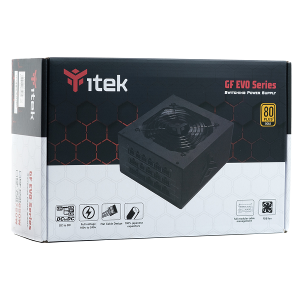 Alimentatore Itek GF650 EVO - 650W - 80Plus Gold - Ventola FDB 12mm - Condensatori Giapponesi - Modulare - ATX