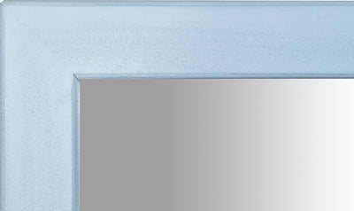 Biscottini Specchiera rettangolare da muro in legno massello di tiglio finitura azzurra L37xPR3xH80 cm Made in Italy