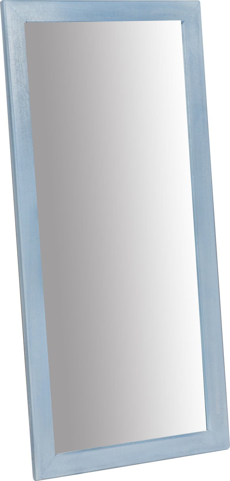 Biscottini Specchiera rettangolare da muro in legno massello di tiglio finitura azzurra L37xPR3xH80 cm Made in Italy