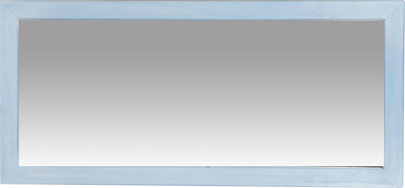 Biscottini Specchiera rettangolare da muro in legno massello di tiglio finitura azzurra L37xPR3xH80 cm Made in Italy