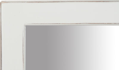 Biscottini Specchiera rettangolare da muro in legno massello di tiglio finitura bianca anticata L37xPR3xH80 cm Made in Italy