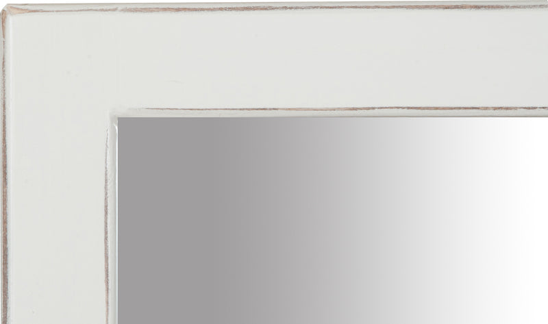 Biscottini Specchiera rettangolare da muro in legno massello di tiglio finitura bianca anticata L37xPR3xH80 cm Made in Italy