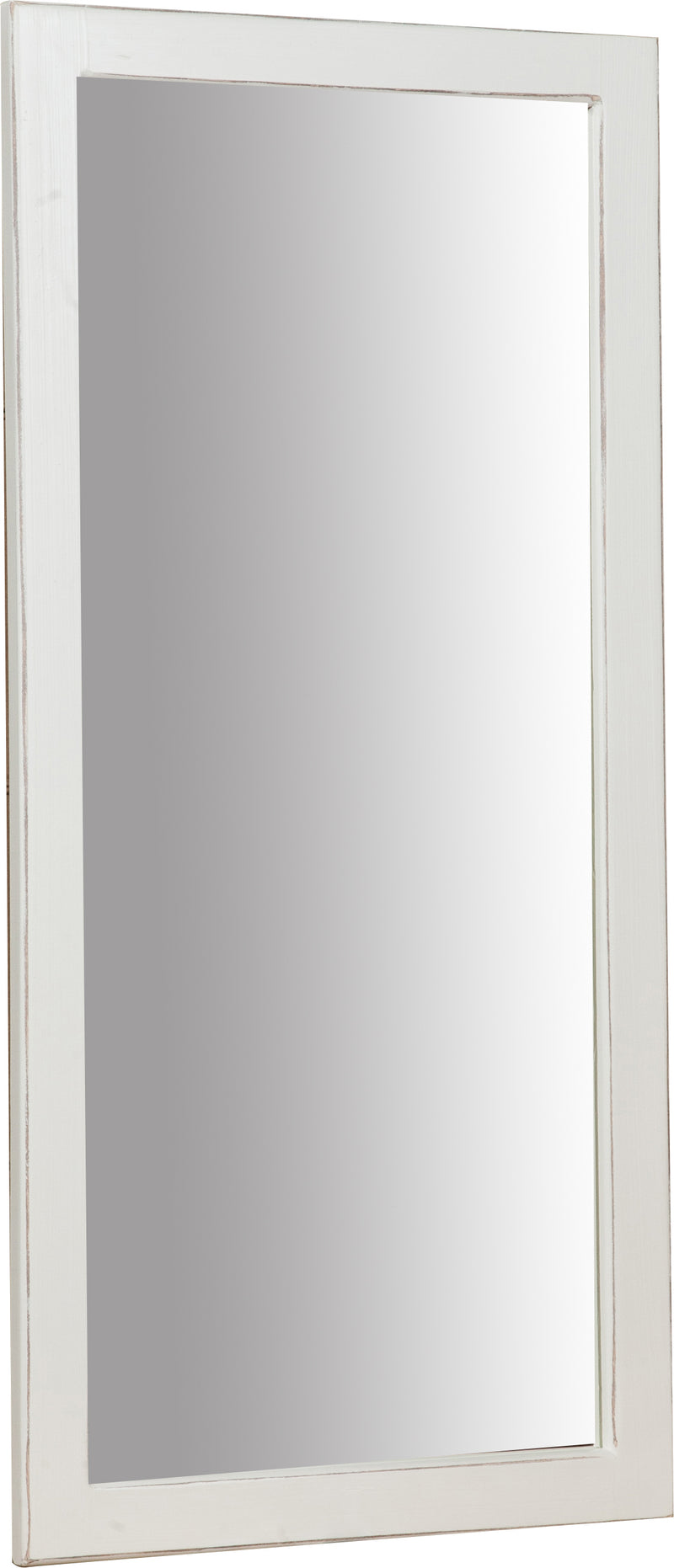 Biscottini Specchiera rettangolare da muro in legno massello di tiglio finitura bianca anticata L37xPR3xH80 cm Made in Italy