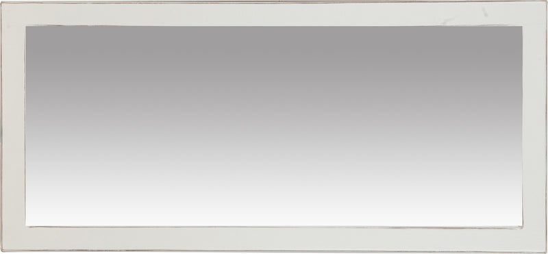 Biscottini Specchiera rettangolare da muro in legno massello di tiglio finitura bianca anticata L37xPR3xH80 cm Made in Italy