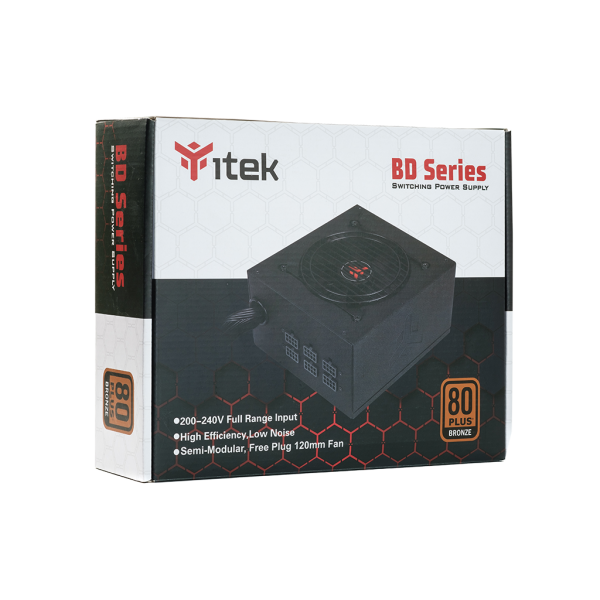 ITEK ALIMENTATORE BD700 - 700W, 80PLUS BRONZE, PFC ATTIVO, VENTOLA HDB 12CM, DC TO DC, SEMI MODULARE