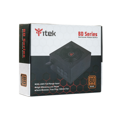 ITEK ALIMENTATORE BD700 - 700W, 80PLUS BRONZE, PFC ATTIVO, VENTOLA HDB 12CM, DC TO DC, SEMI MODULARE