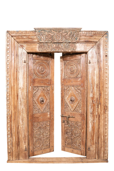 Biscottini Porta in legno massello e ferro da interno o da esterno vecchia e antica medievale con telaio scorrevole