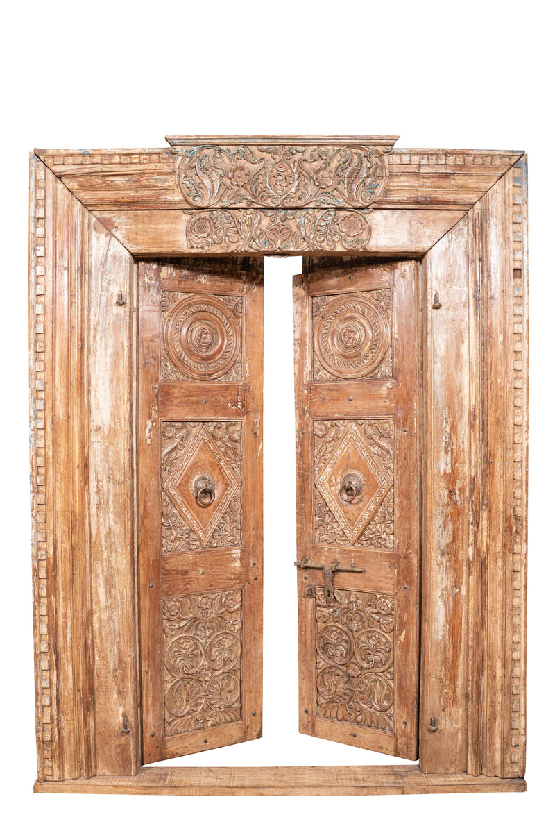 Biscottini Porta in legno massello e ferro da interno o da esterno vecchia e antica medievale con telaio scorrevole