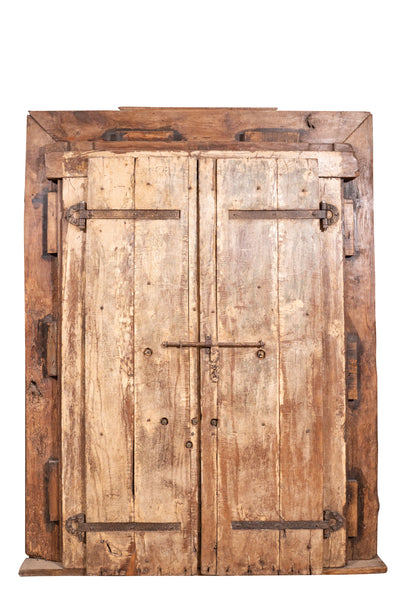 Biscottini Porta in legno massello e ferro da interno o da esterno vecchia e antica medievale con telaio scorrevole