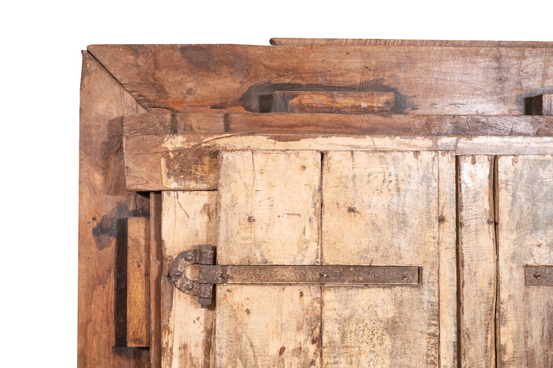 Biscottini Porta in legno massello e ferro da interno o da esterno vecchia e antica medievale con telaio scorrevole