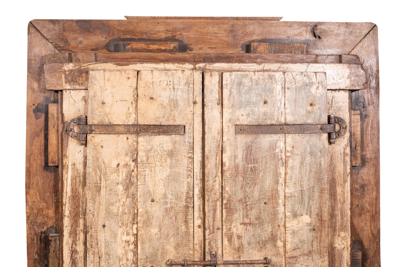 Biscottini Porta in legno massello e ferro da interno o da esterno vecchia e antica medievale con telaio scorrevole