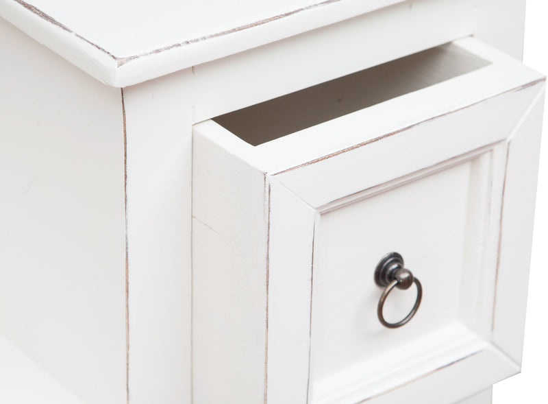 Biscottini Mobile cassettiera scala legno massello di tiglio finitura bianca anticata Made in Italy