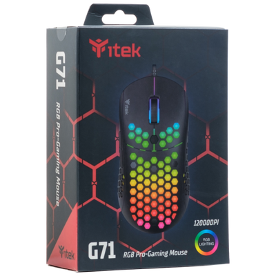 Mouse Gaming itek G71 - 12000DPI, RGB, Software, Sensore S3327 - Ultra Leggero, Nido d'Ape