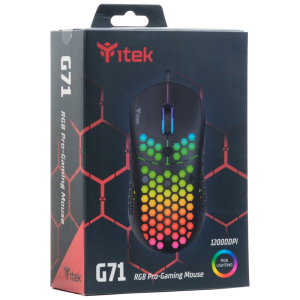 Mouse Gaming itek G71 - 12000DPI, RGB, Software, Sensore S3327 - Ultra Leggero, Nido d&
