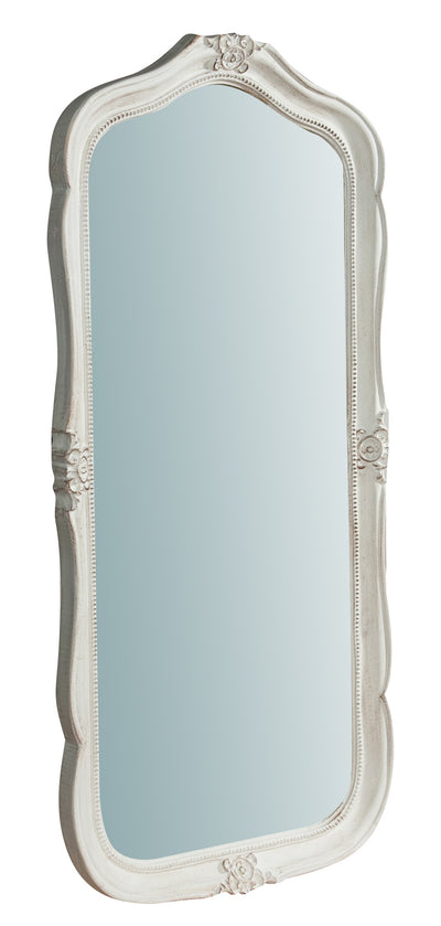 Biscottini Specchiera da parete in legno finitura bianco anticato L47xPR4xH100 cm Made in Italy