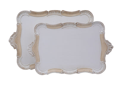 Biscottini SET DUE VASSOI IN LEGNO FIORENTINI decorati incisi mano Offerta Speciale