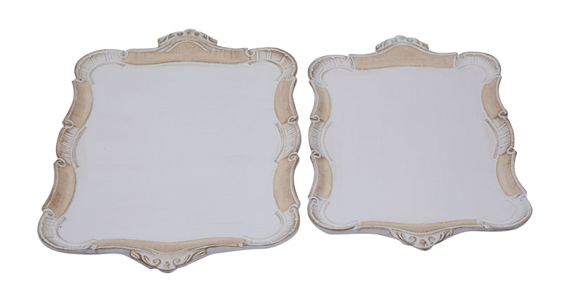 Biscottini SET DUE VASSOI IN LEGNO FIORENTINI decorati incisi mano Offerta Speciale