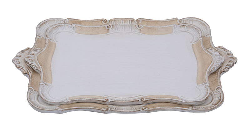 Biscottini SET DUE VASSOI IN LEGNO FIORENTINI decorati incisi mano Offerta Speciale