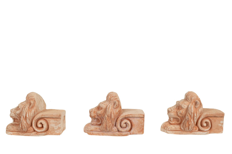 Biscottini Set 3 Piedini TESTA DI LEONE sottovaso per vasi in Terracotta Toscana 100% Made In Italy interamente Lavorata a Mano