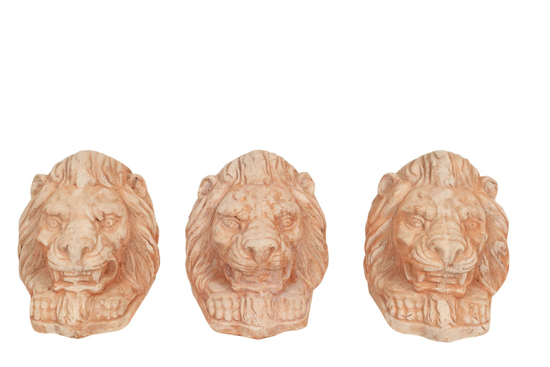 Biscottini Set 3 Piedini TESTA DI LEONE sottovaso per vasi in Terracotta Toscana 100% Made In Italy interamente Lavorata a Mano