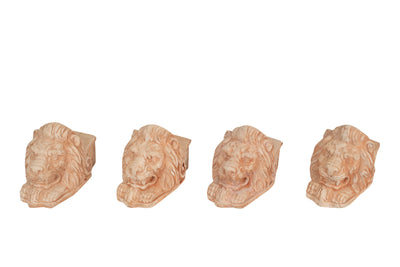 Biscottini Set 4 Piedini TESTA DI LEONE sottovaso per vasi in Terracotta Toscana 100% Made In Italy interamente Lavorata a Mano
